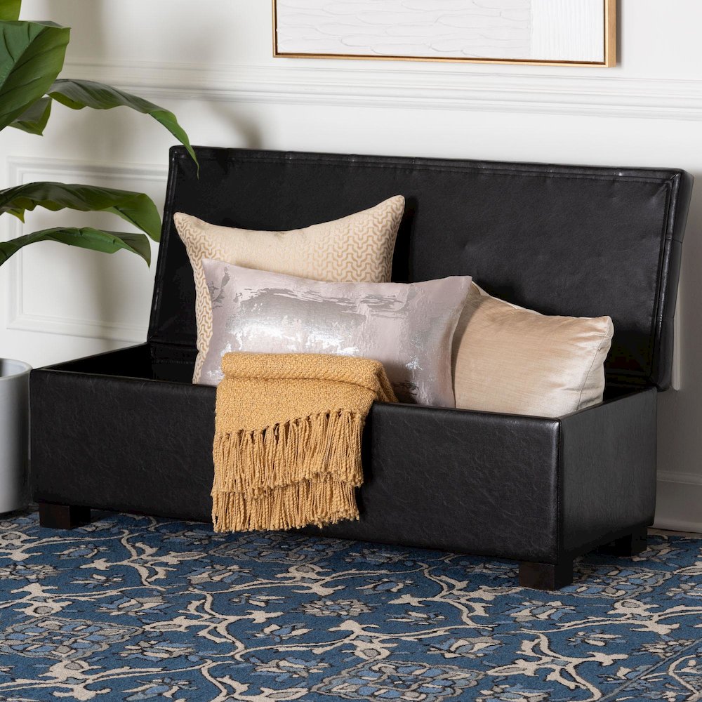 Baxton Studio Roanoke Contemporary Dark Brown Ottoman. Picture 9