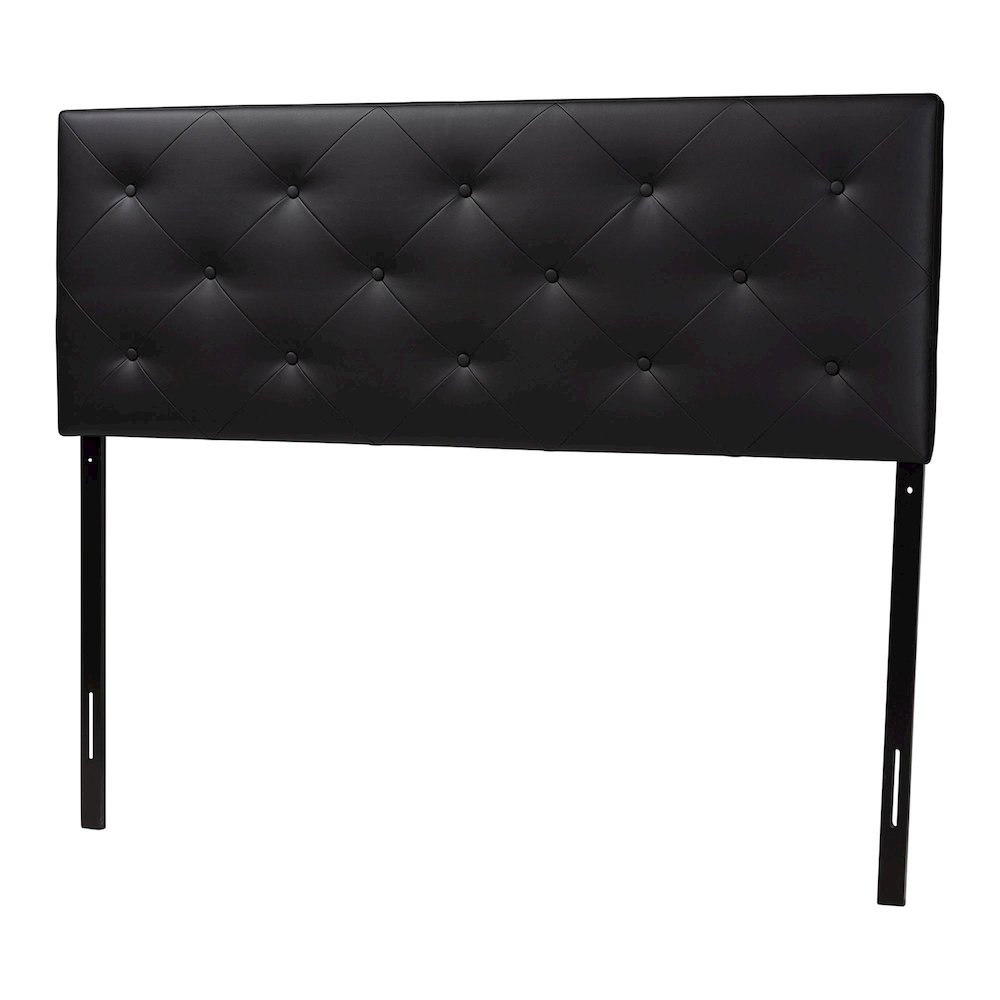 Queen Black Faux Leather Upholstered Headboard. Picture 1