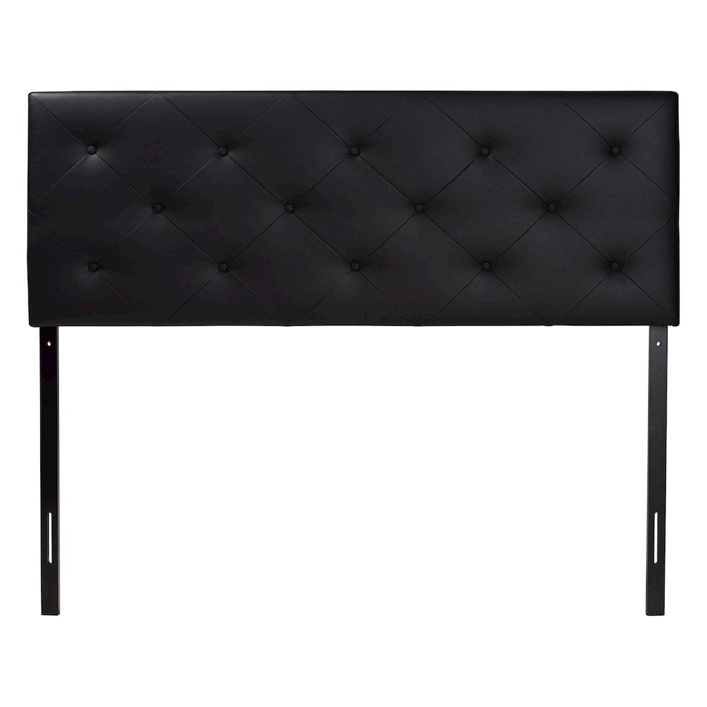 Queen Black Faux Leather Upholstered Headboard. Picture 3