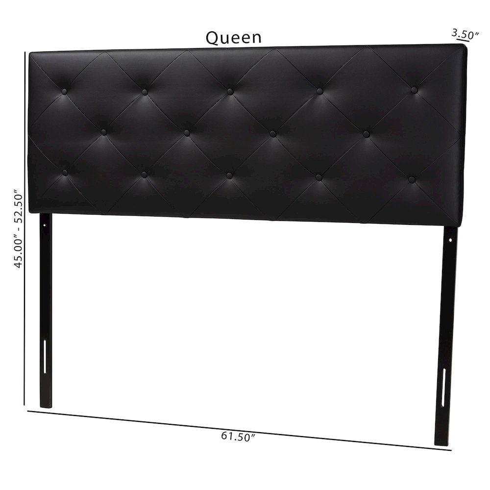 Queen Black Faux Leather Upholstered Headboard. Picture 6