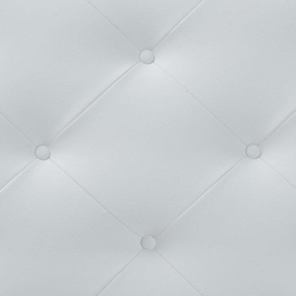 Queen White Faux Leather Upholstered Headboard. Picture 4