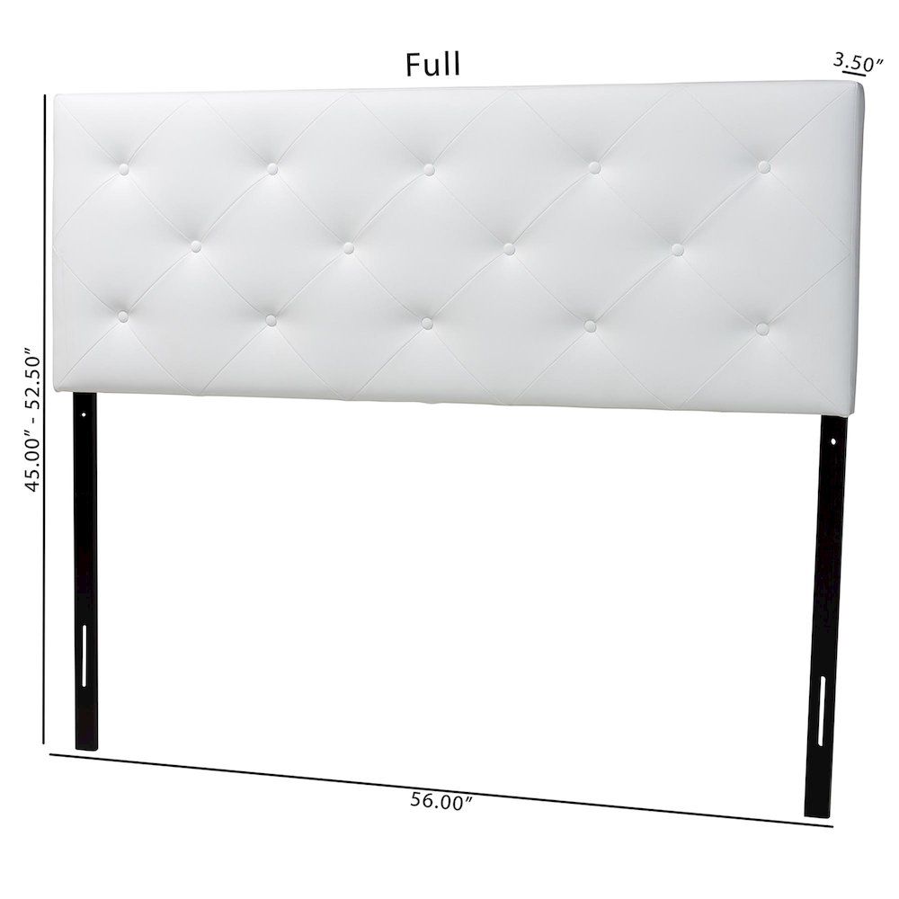 Queen White Faux Leather Upholstered Headboard. Picture 7