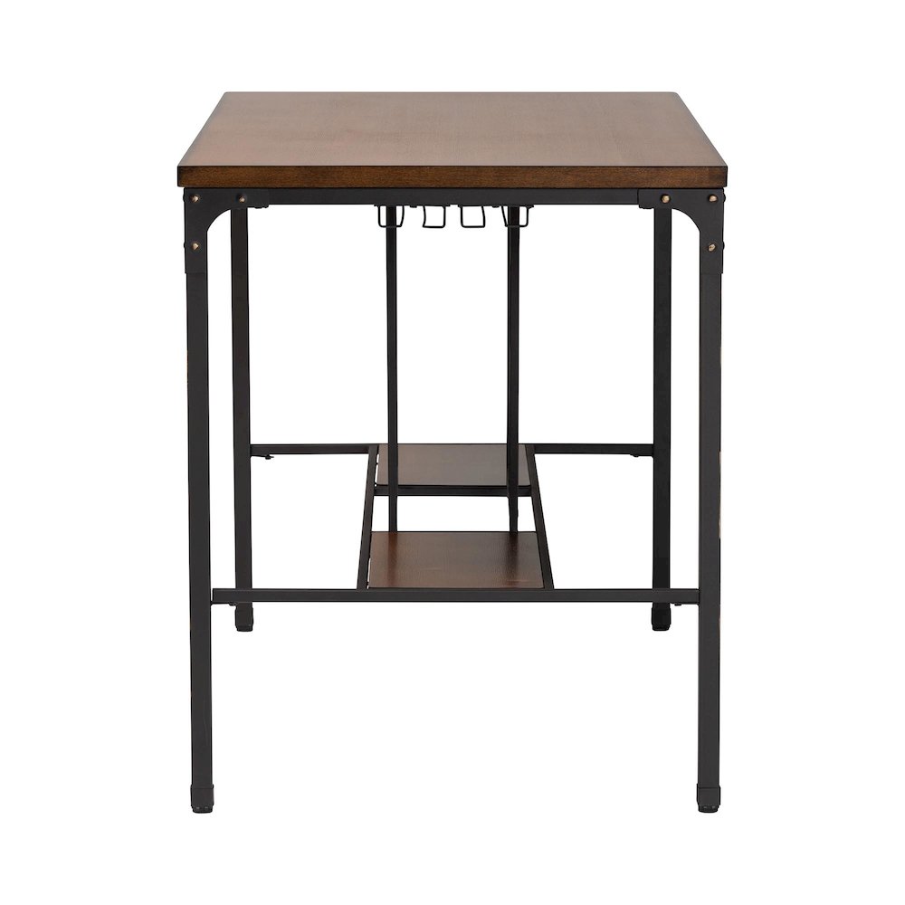 Vintner Industrial Brown and Black Pub Table with Built-In Wine Cage. Picture 3