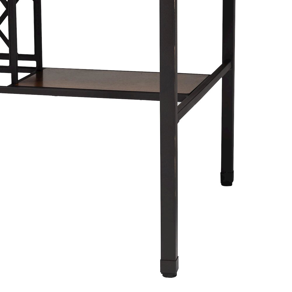 Vintner Industrial Brown and Black Pub Table with Built-In Wine Cage. Picture 5