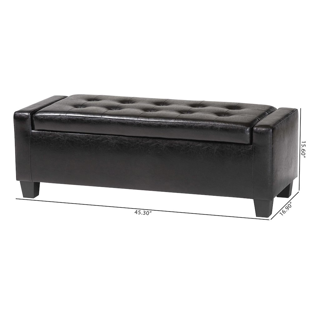Baxton Studio Manchester Black Ottoman. Picture 6
