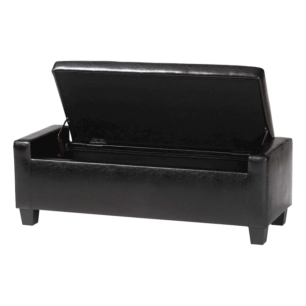 Baxton Studio Manchester Black Ottoman. Picture 2