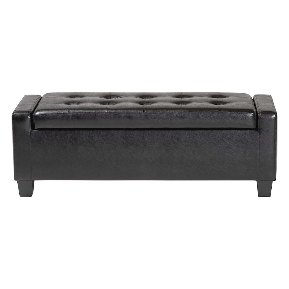 Baxton Studio Manchester Black Ottoman. Picture 3