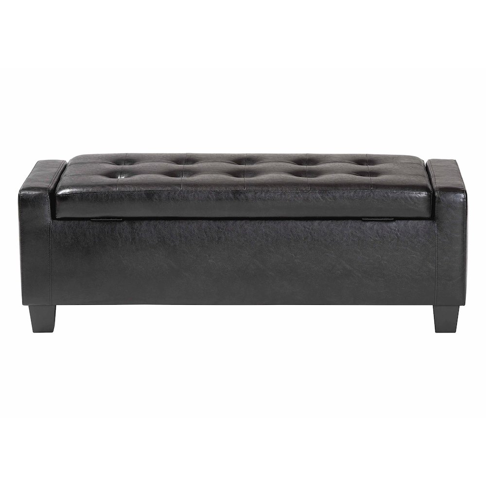 Baxton Studio Manchester Black Ottoman. Picture 5