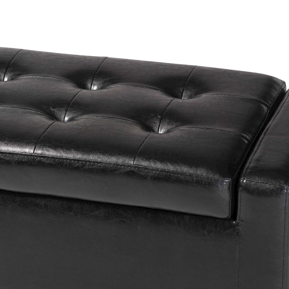 Baxton Studio Manchester Black Ottoman. Picture 7