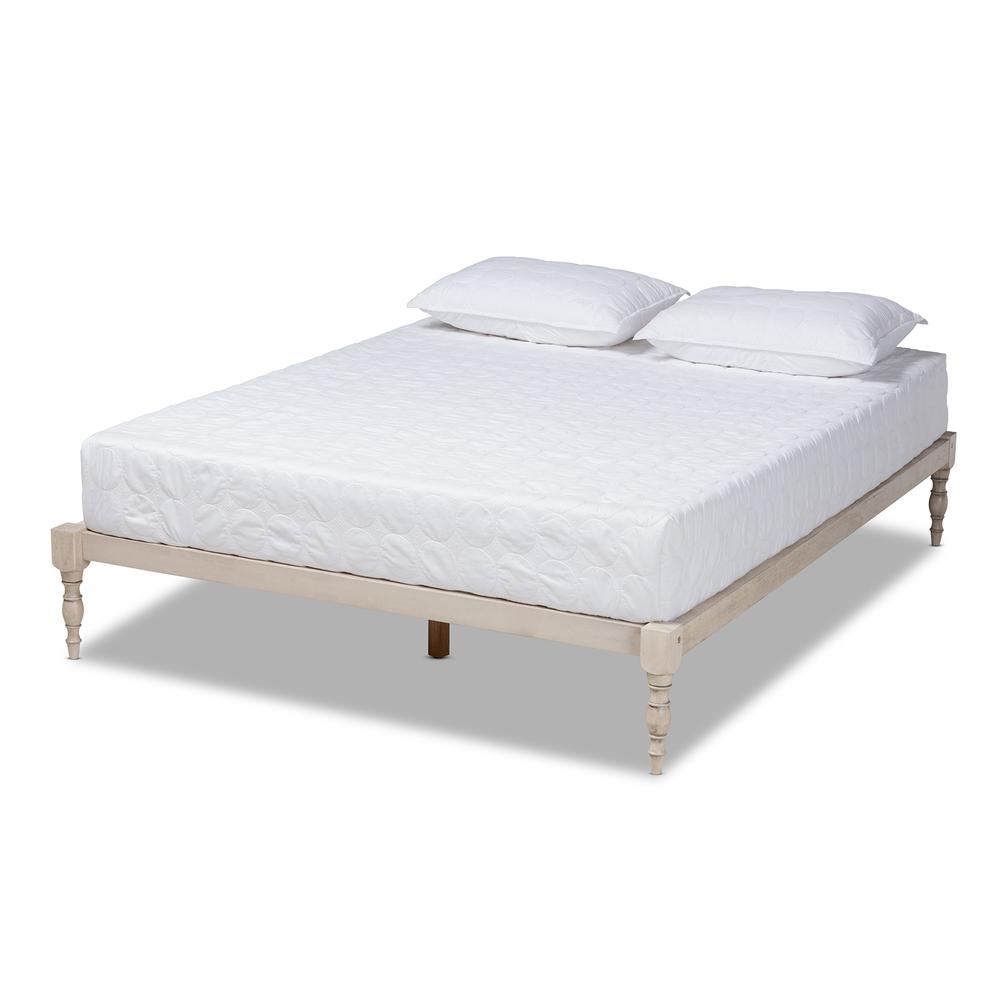 Baxton Studio Iseline Modern and Contemporary Antique White Finished Wood King Size Platform Bed Frame. Picture 11