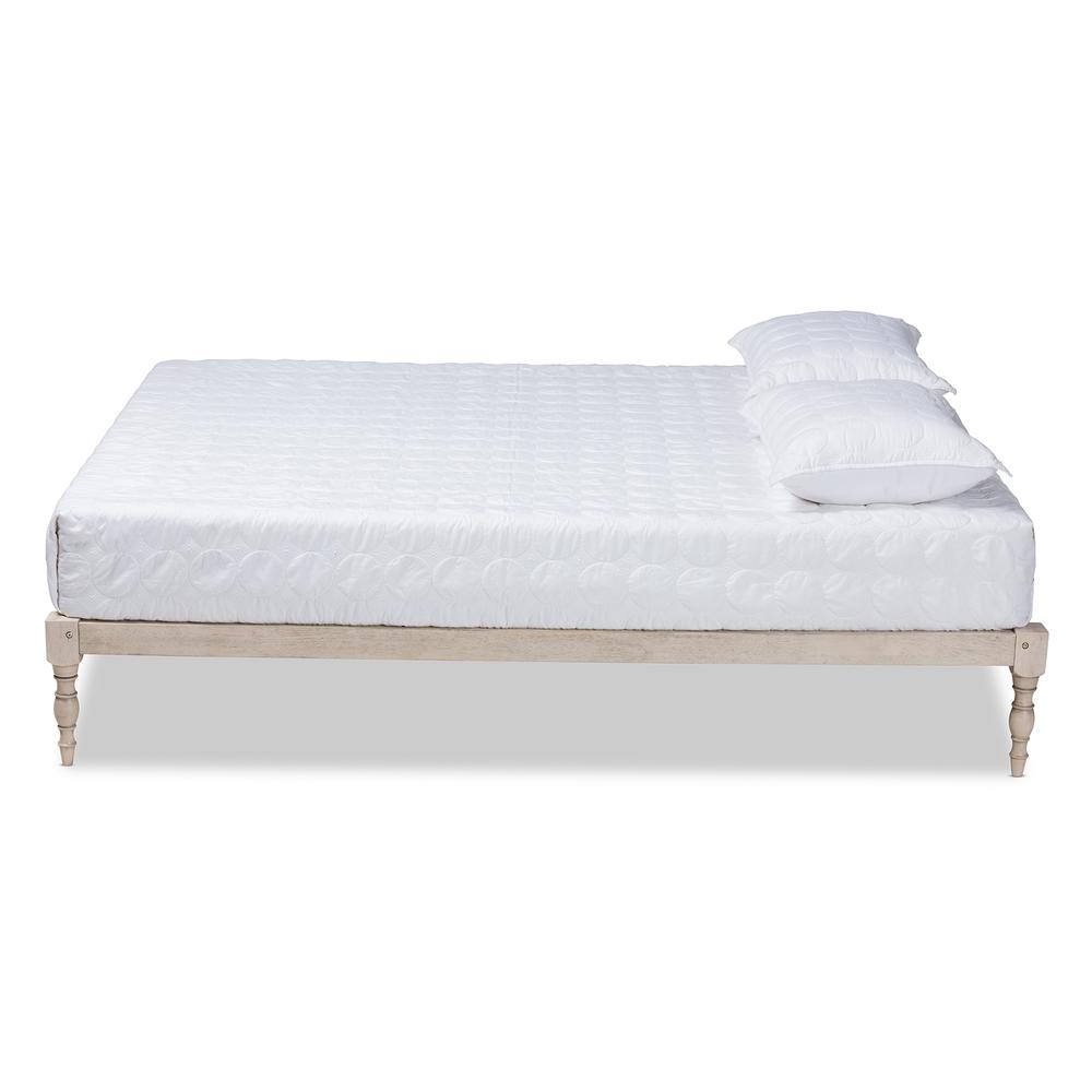 Baxton Studio Iseline Modern and Contemporary Antique White Finished Wood King Size Platform Bed Frame. Picture 12