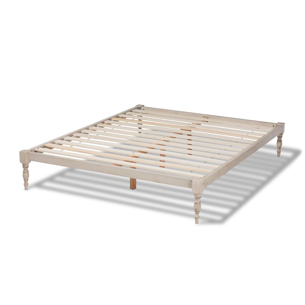 Baxton Studio Iseline Modern and Contemporary Antique White Finished Wood King Size Platform Bed Frame. Picture 13