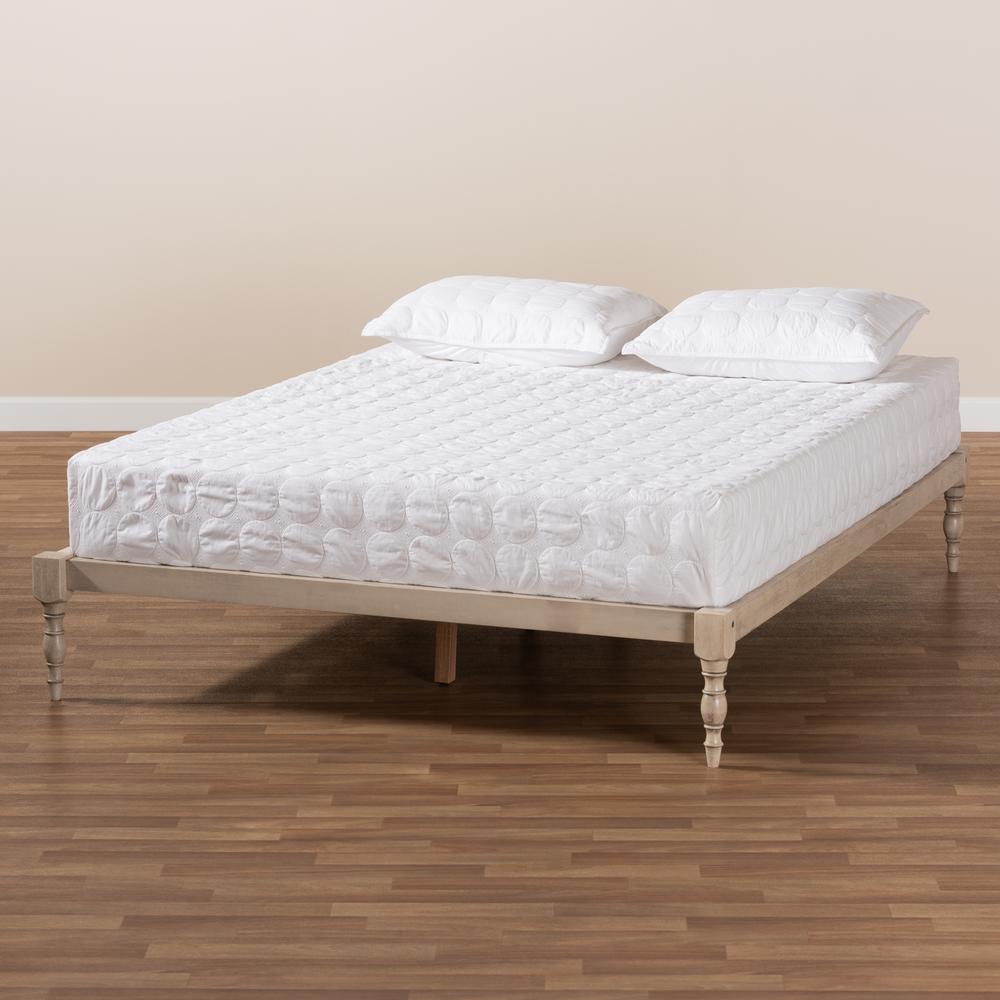 Baxton Studio Iseline Modern and Contemporary Antique White Finished Wood King Size Platform Bed Frame. Picture 16