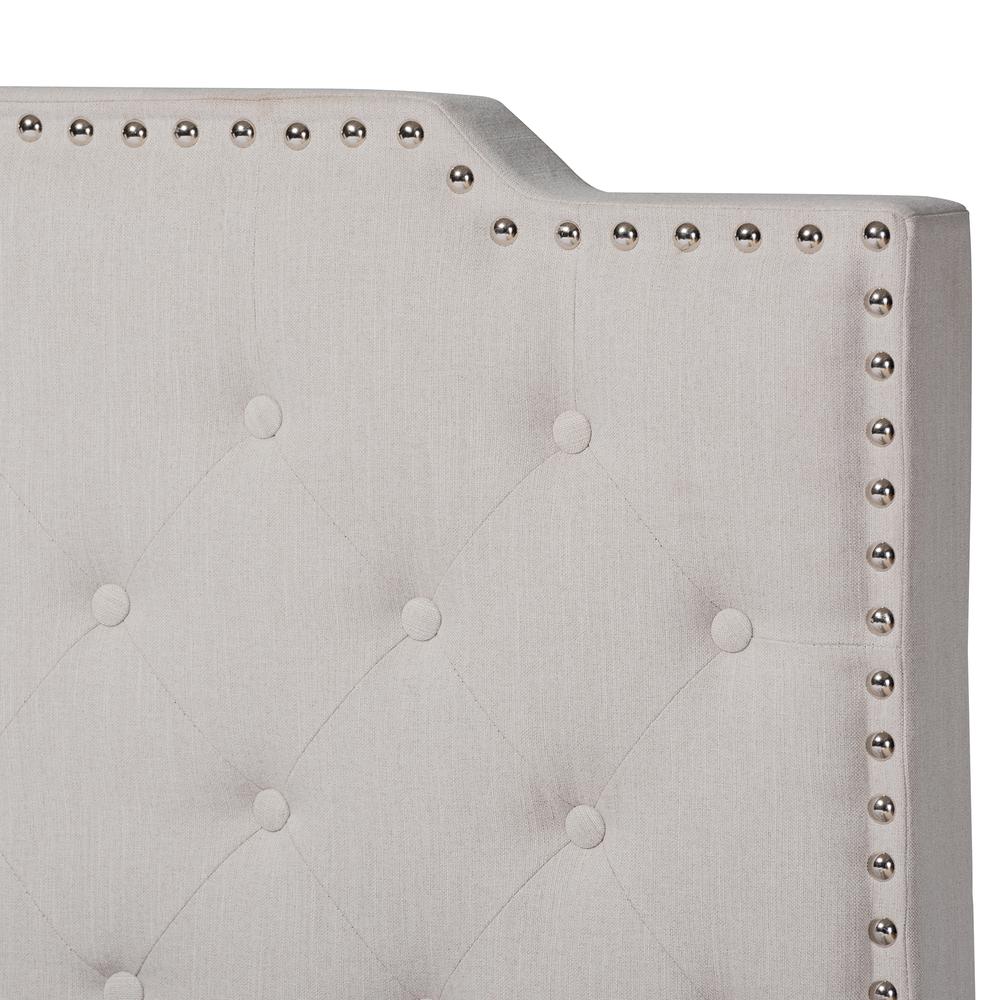 Transitional Beige Fabric Upholstered Button Tufted King Size Panel Bed. Picture 14