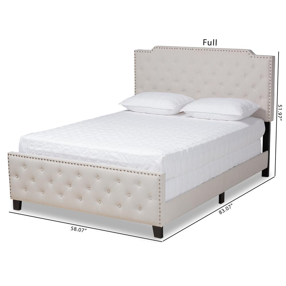 Transitional Beige Fabric Upholstered Button Tufted King Size Panel Bed. Picture 18