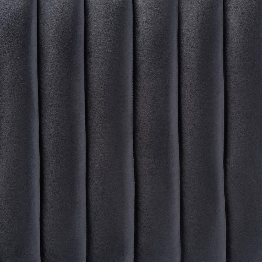 Grey Velvet Fabric Upholstered and Dark Brown Finished Wood Queen Size Headboard. Picture 12