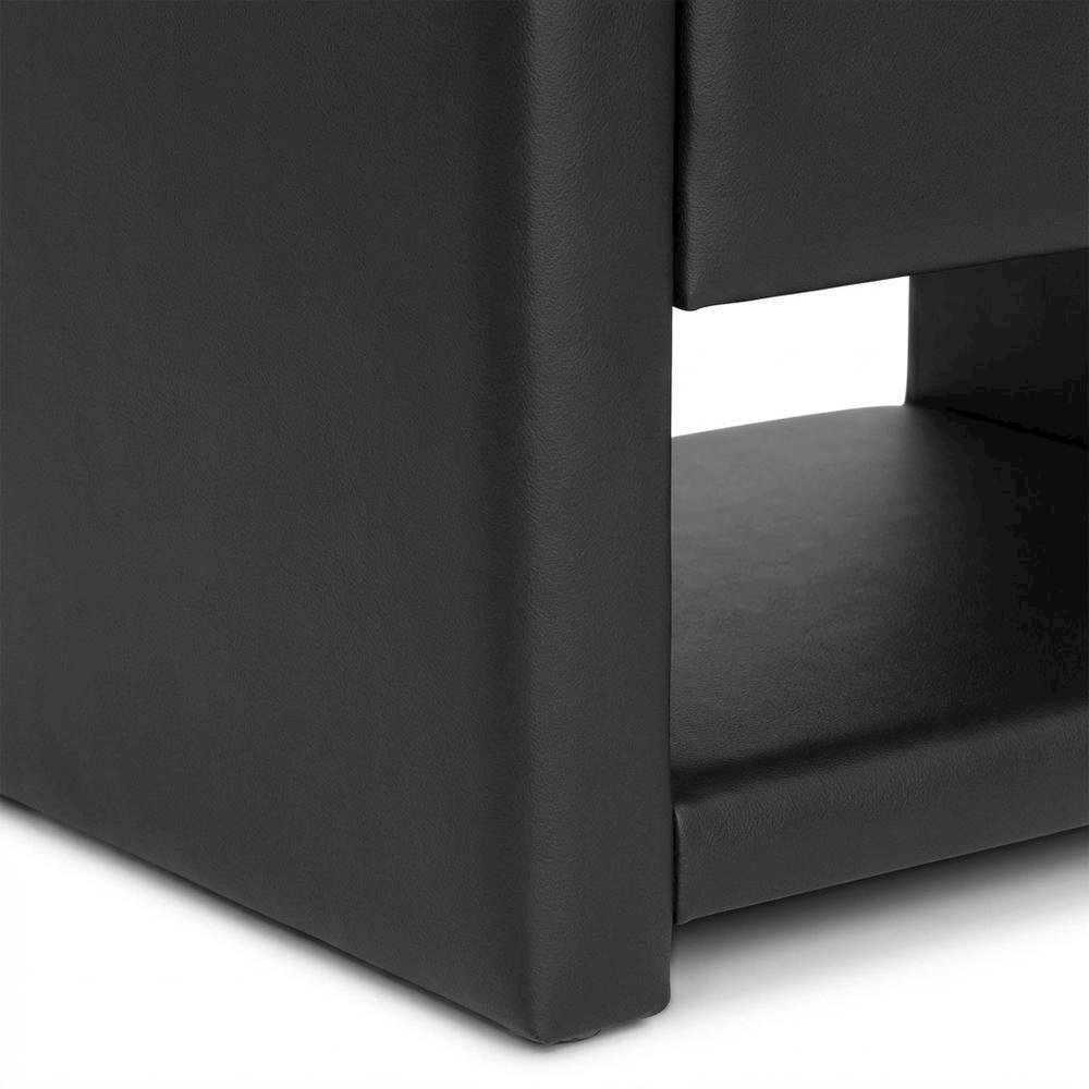 Black Upholstered Nightstand with Faux Leather and Wood Finish. Picture 6