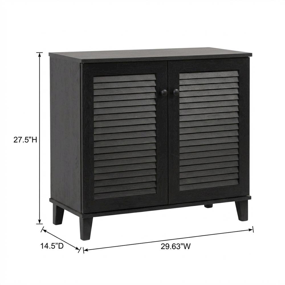 Brown Enclosed Shoe Cabinet, Engineered Wood, Espresso Finish, Entryway. Picture 7