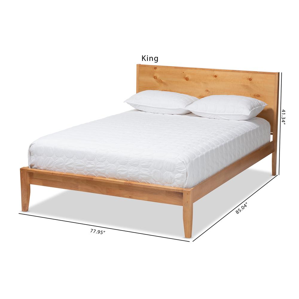 and Rustic Natural Oak and Pine Finished Wood King Size Platform Bed. Picture 20