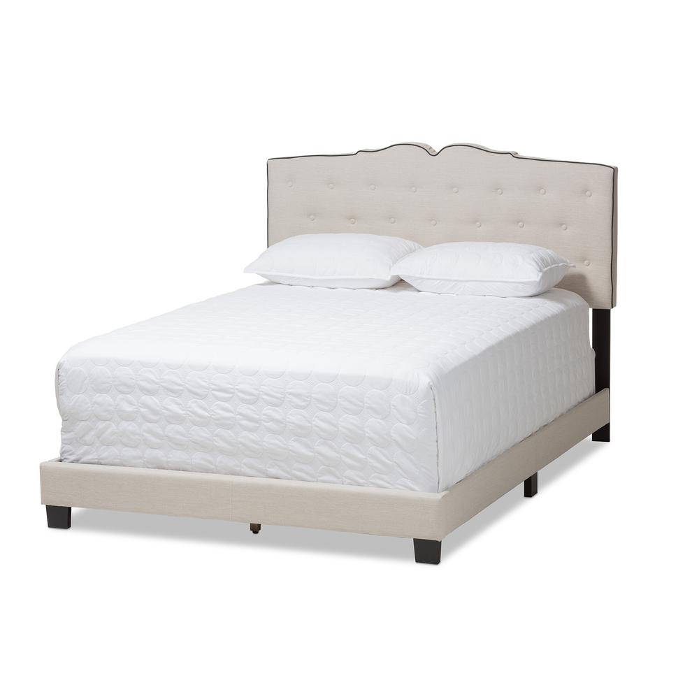 Vivienne Modern and Contemporary Light Beige Fabric Upholstered King Size Bed. Picture 11