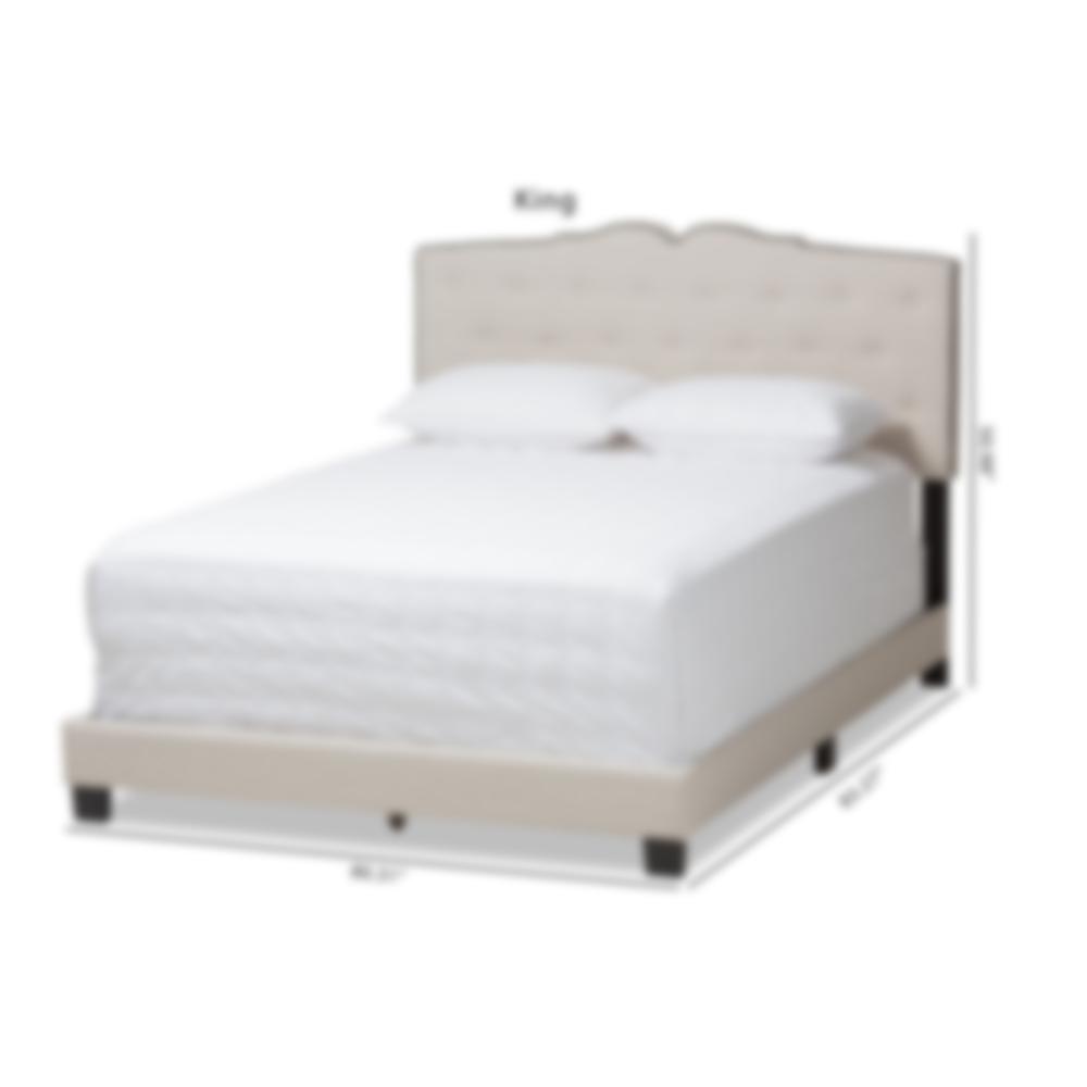 Vivienne Modern and Contemporary Light Beige Fabric Upholstered King Size Bed. Picture 20