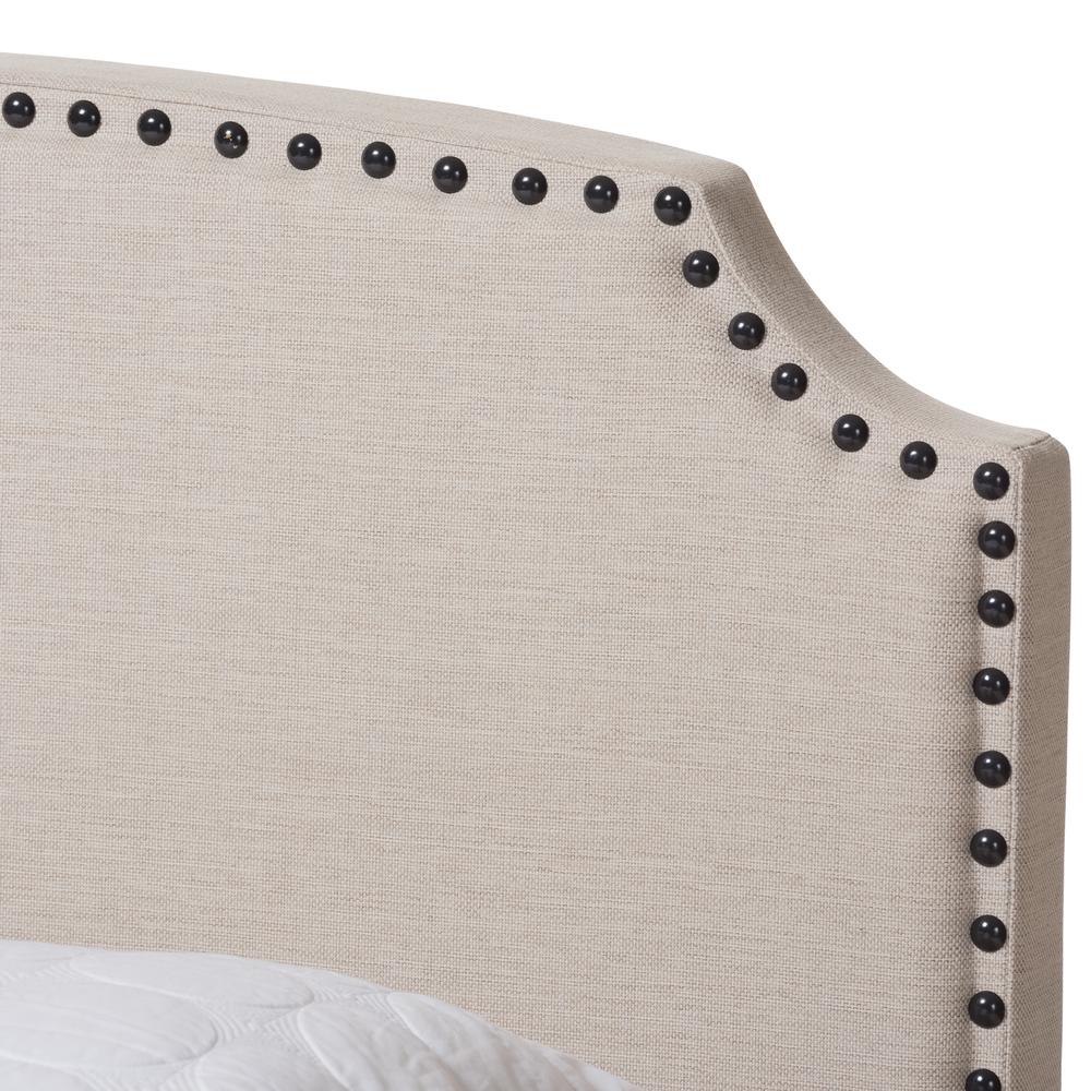 Odette Modern and Contemporary Light Beige Fabric Upholstered King Size Bed. Picture 14