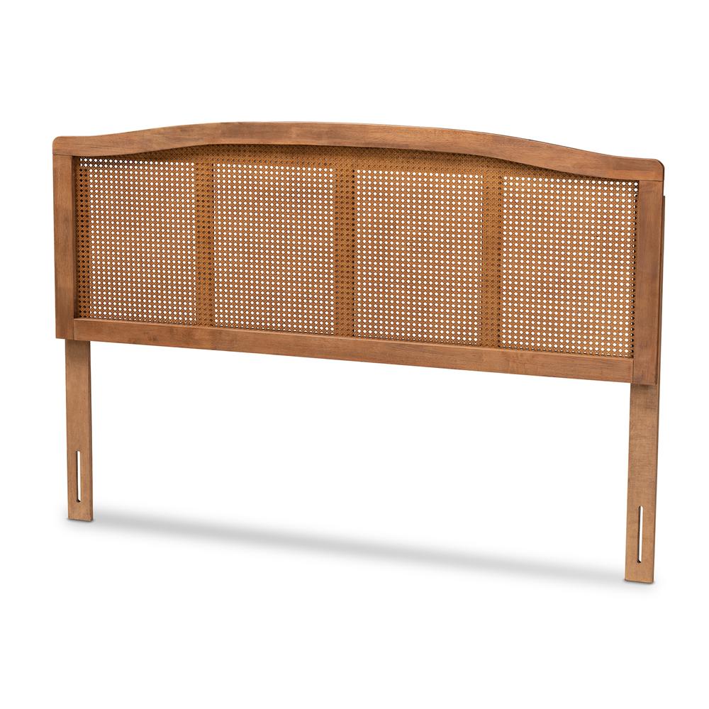Baxton Studio Marieke Mid-Century Modern Ash Wanut Finished Wood and Synthetic Rattan King Size Headboard. Picture 11