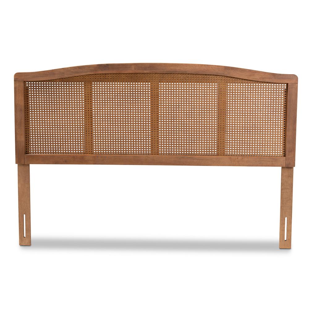 Baxton Studio Marieke Mid-Century Modern Ash Wanut Finished Wood and Synthetic Rattan King Size Headboard. Picture 12