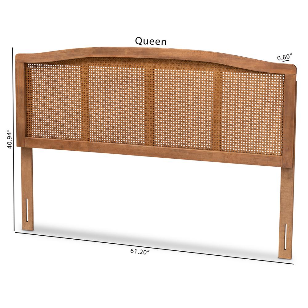 Baxton Studio Marieke Mid-Century Modern Ash Wanut Finished Wood and Synthetic Rattan King Size Headboard. Picture 17
