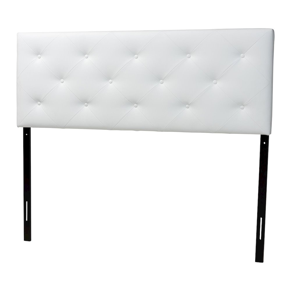 Baltimore Modern and Contemporary King White Faux Leather Upholstered Headboard. Picture 1