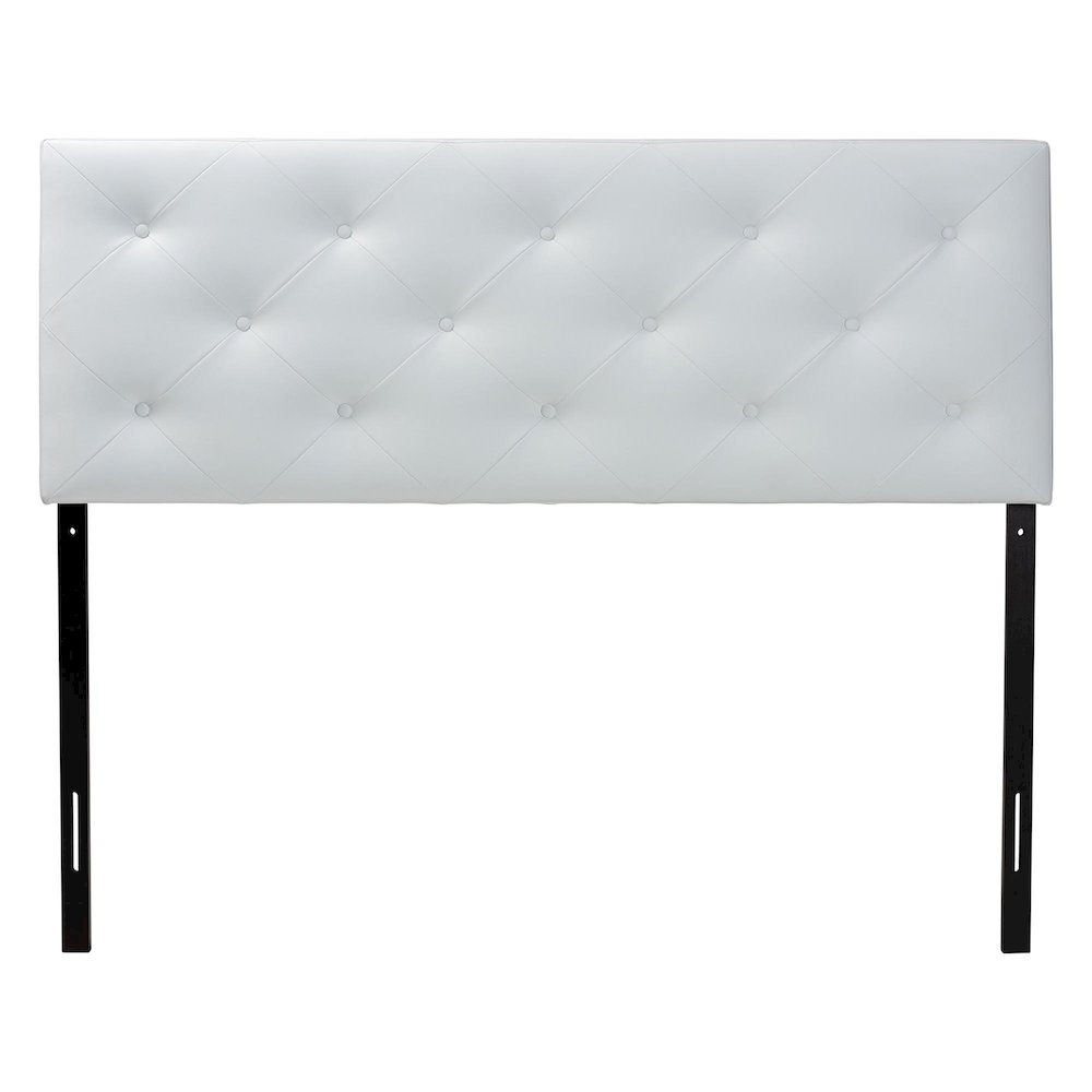 Baltimore Modern and Contemporary King White Faux Leather Upholstered Headboard. Picture 3