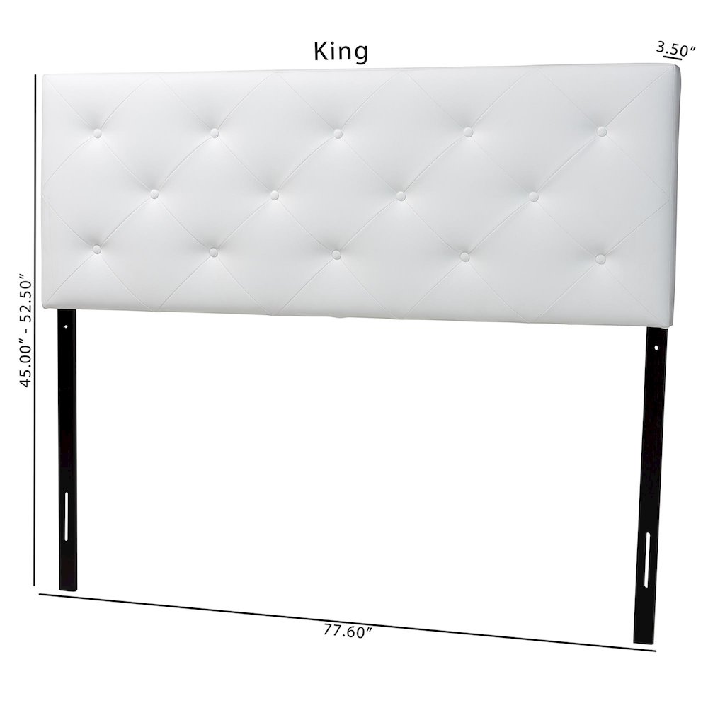 Baltimore Modern and Contemporary King White Faux Leather Upholstered Headboard. Picture 6