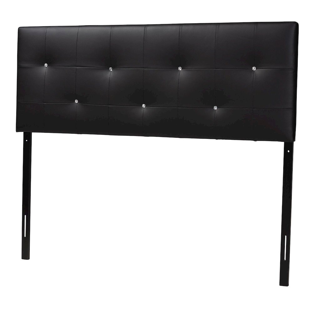 Dalini Modern and Contemporary King Black Faux Leather Headboard. Picture 1