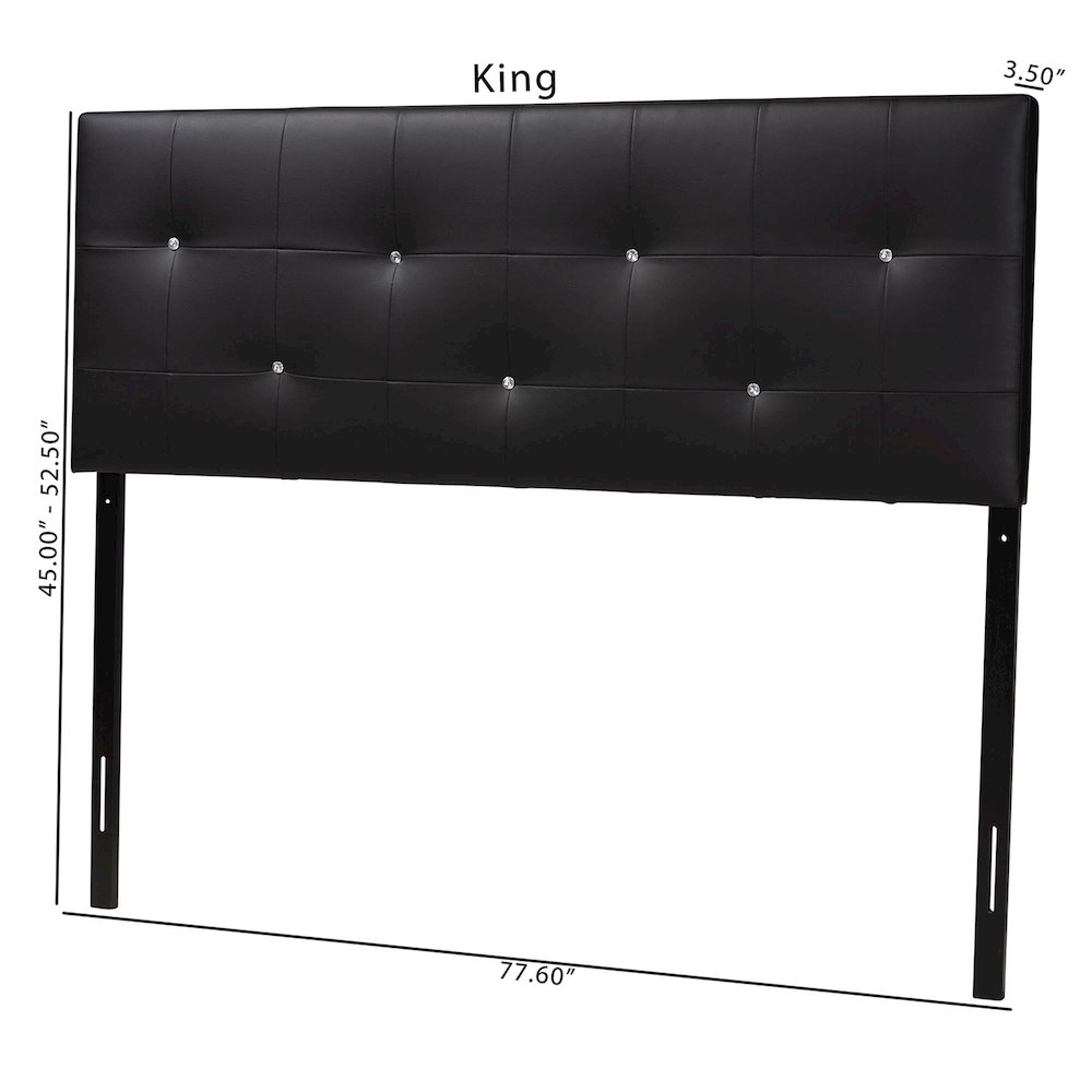 Dalini Modern and Contemporary King Black Faux Leather Headboard. Picture 7