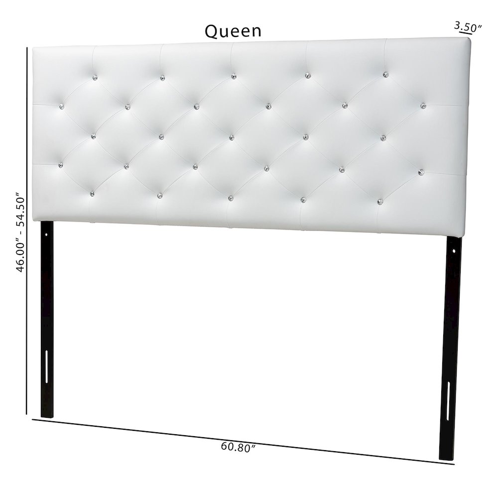 White Faux Leather Upholstered Button-tufted Full Size Headboard. Picture 8