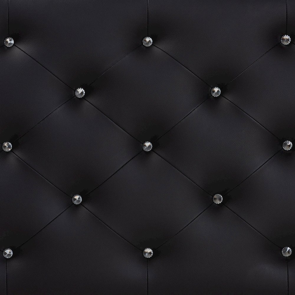 Black Faux Leather Upholstered Button-tufted Full Size Headboard. Picture 4