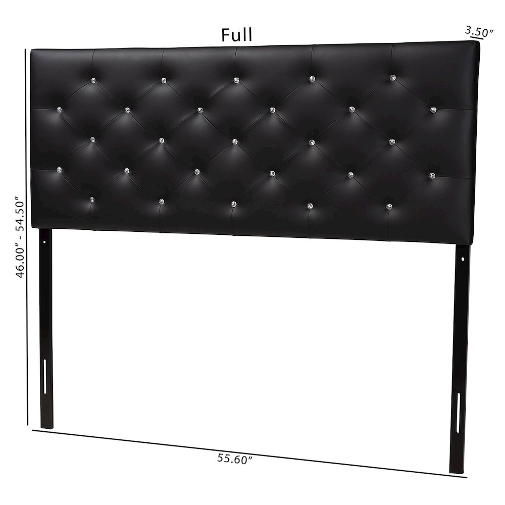 Black Faux Leather Upholstered Button-tufted Full Size Headboard. Picture 7