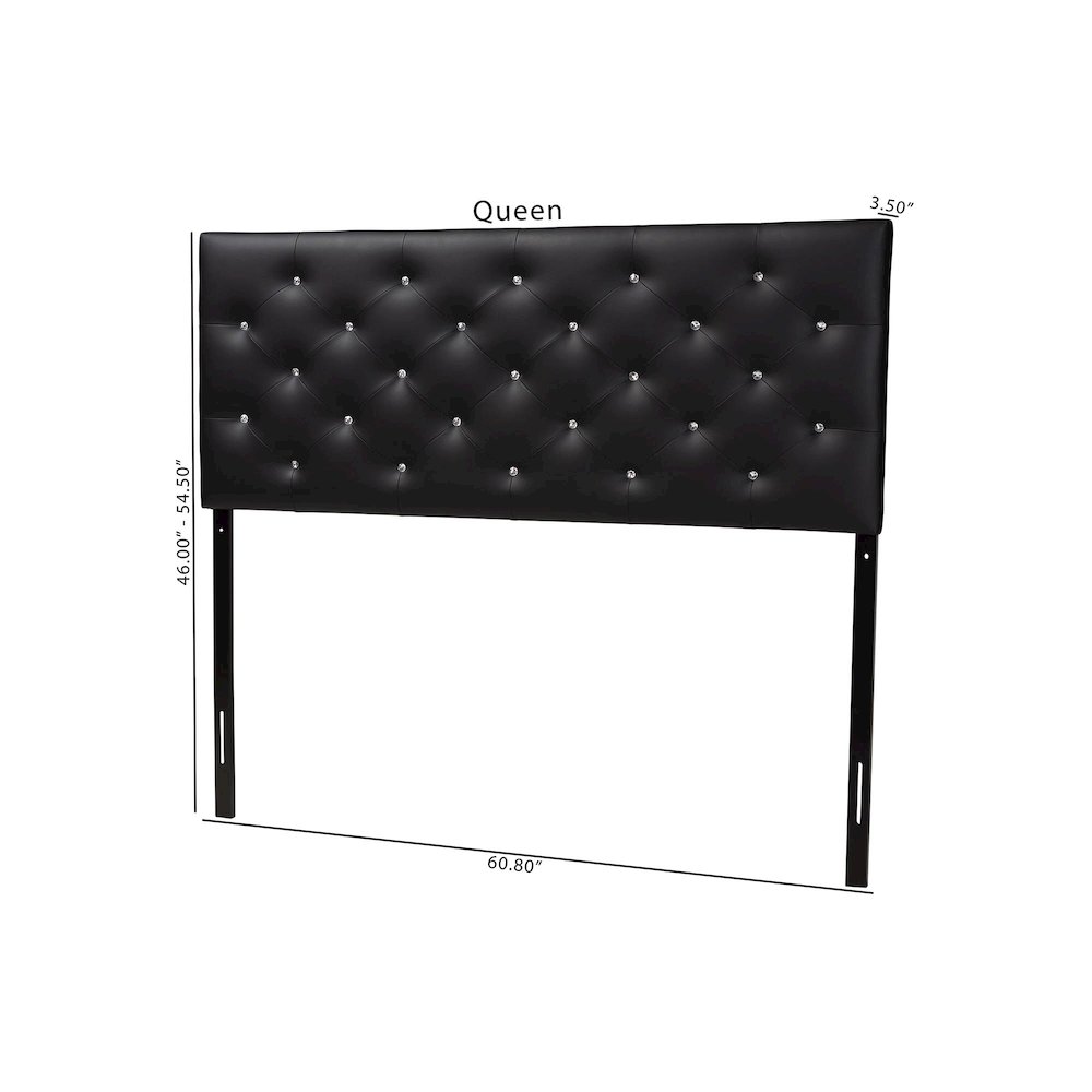 Black Faux Leather Upholstered Button-tufted Full Size Headboard. Picture 8