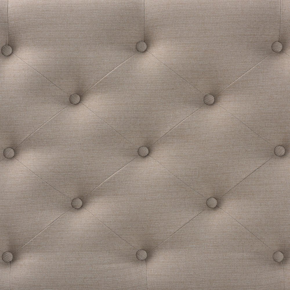 Light Beige Fabric Upholstered Button-tufted Queen Size Headboard. Picture 4