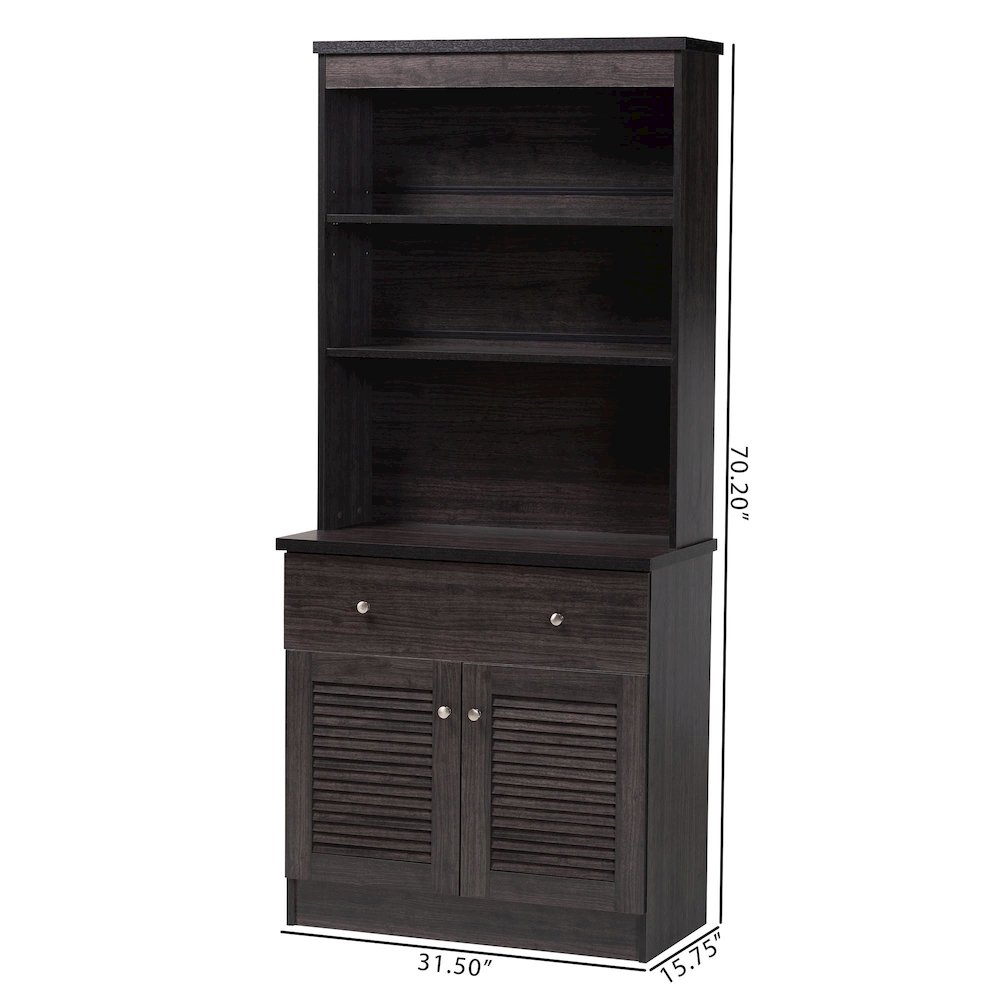 Agni Modern and Contemporary Dark Brown Buffet and Hutch Kitchen Cabinet. Picture 10