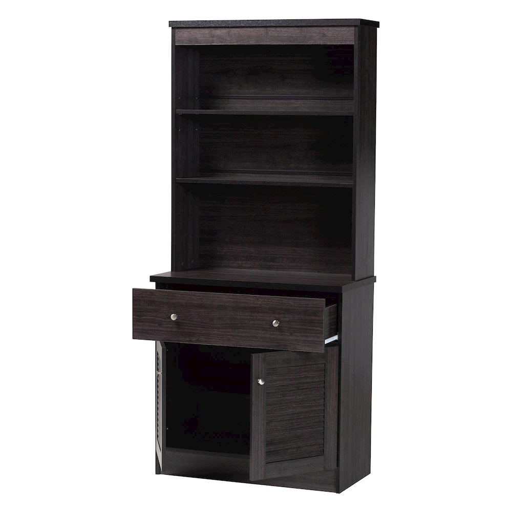 Agni Modern and Contemporary Dark Brown Buffet and Hutch Kitchen Cabinet. Picture 2