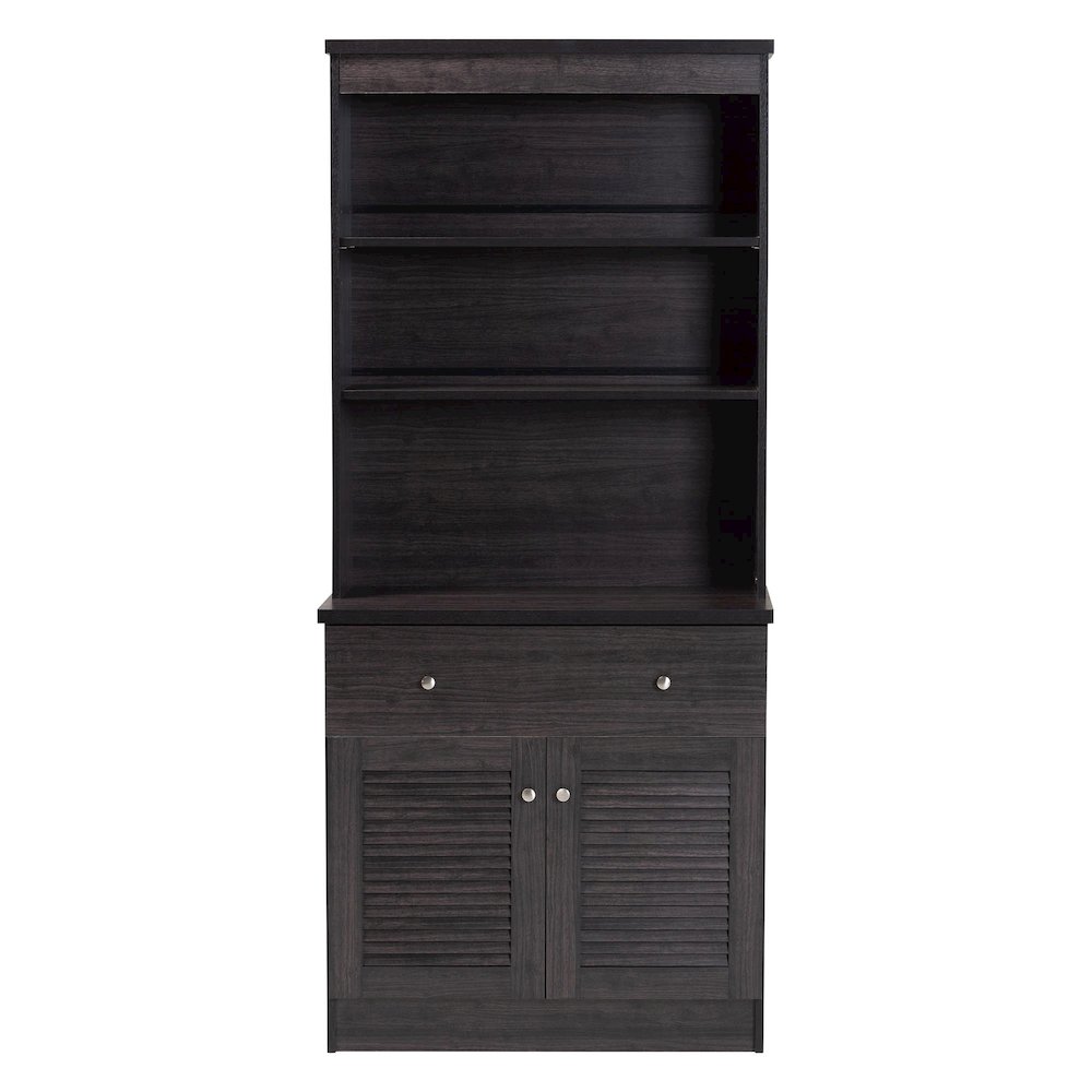 Agni Modern and Contemporary Dark Brown Buffet and Hutch Kitchen Cabinet. Picture 3