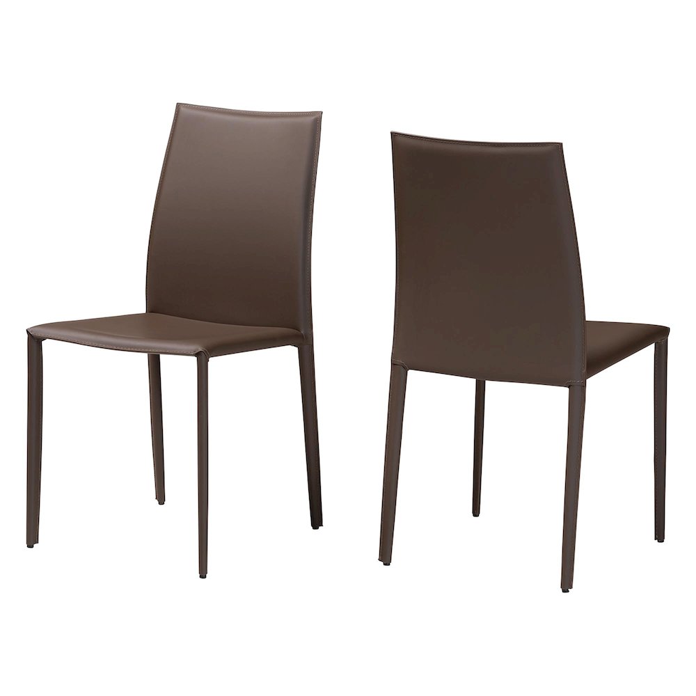 Taupe Bonded Leather Upholstered Dining Chair (Set of 2). Picture 2