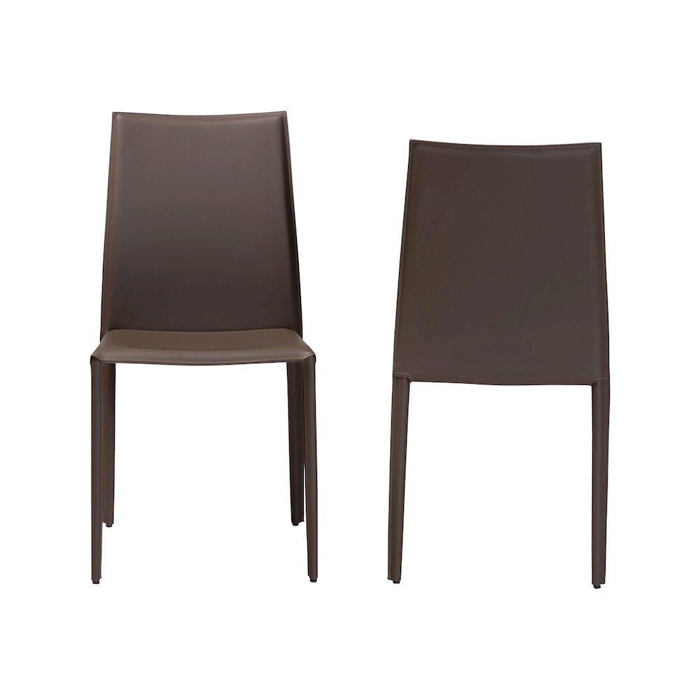 Taupe Bonded Leather Upholstered Dining Chair (Set of 2). Picture 3
