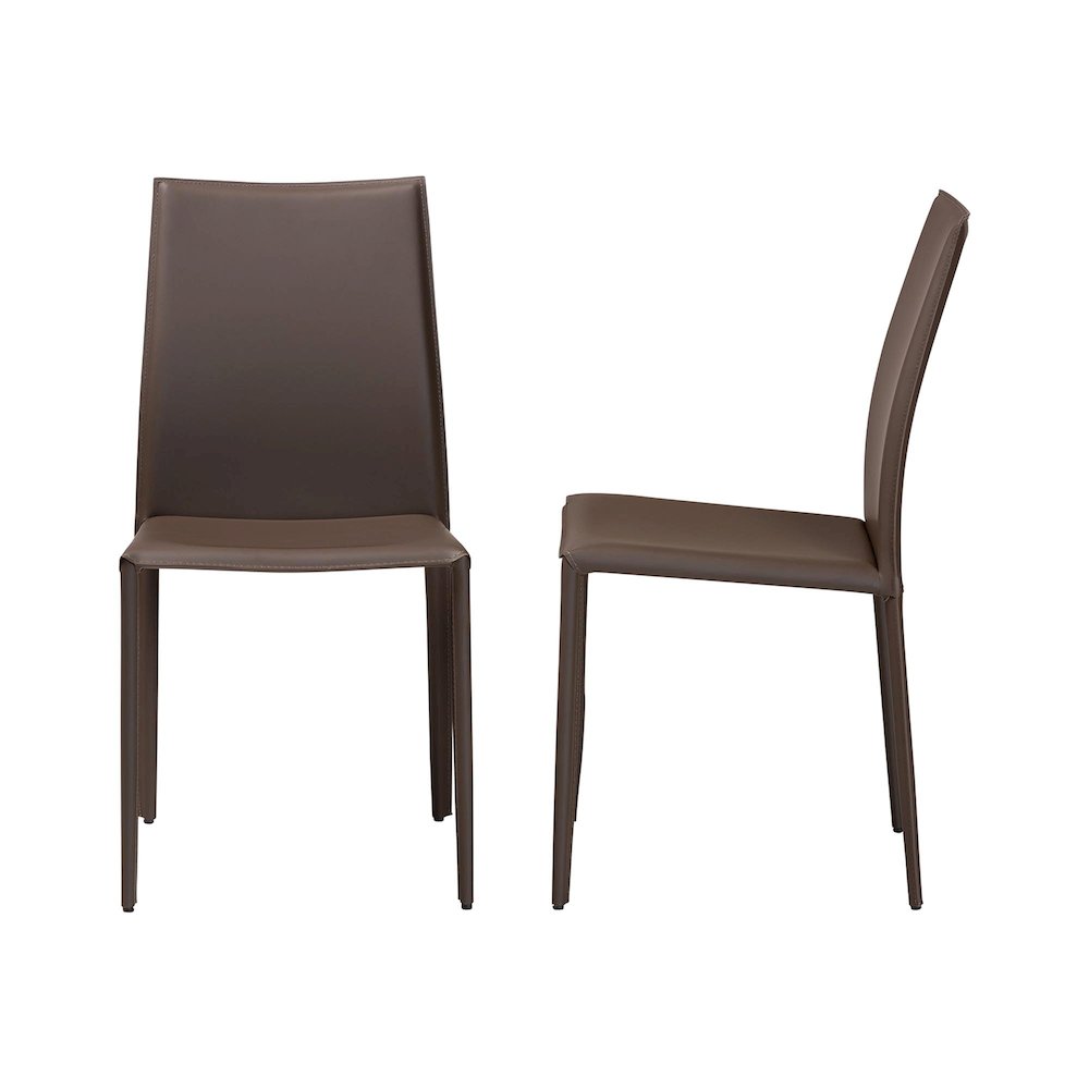 Taupe Bonded Leather Upholstered Dining Chair (Set of 2). Picture 4