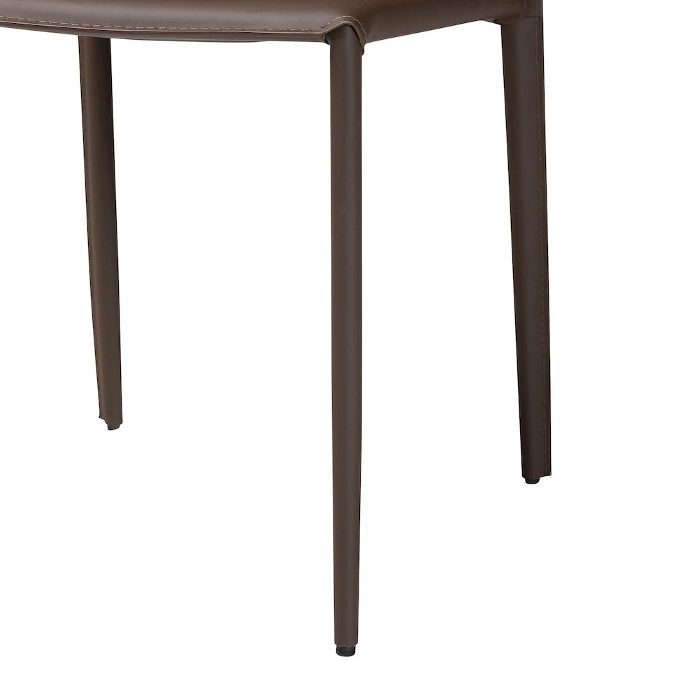 Taupe Bonded Leather Upholstered Dining Chair (Set of 2). Picture 6