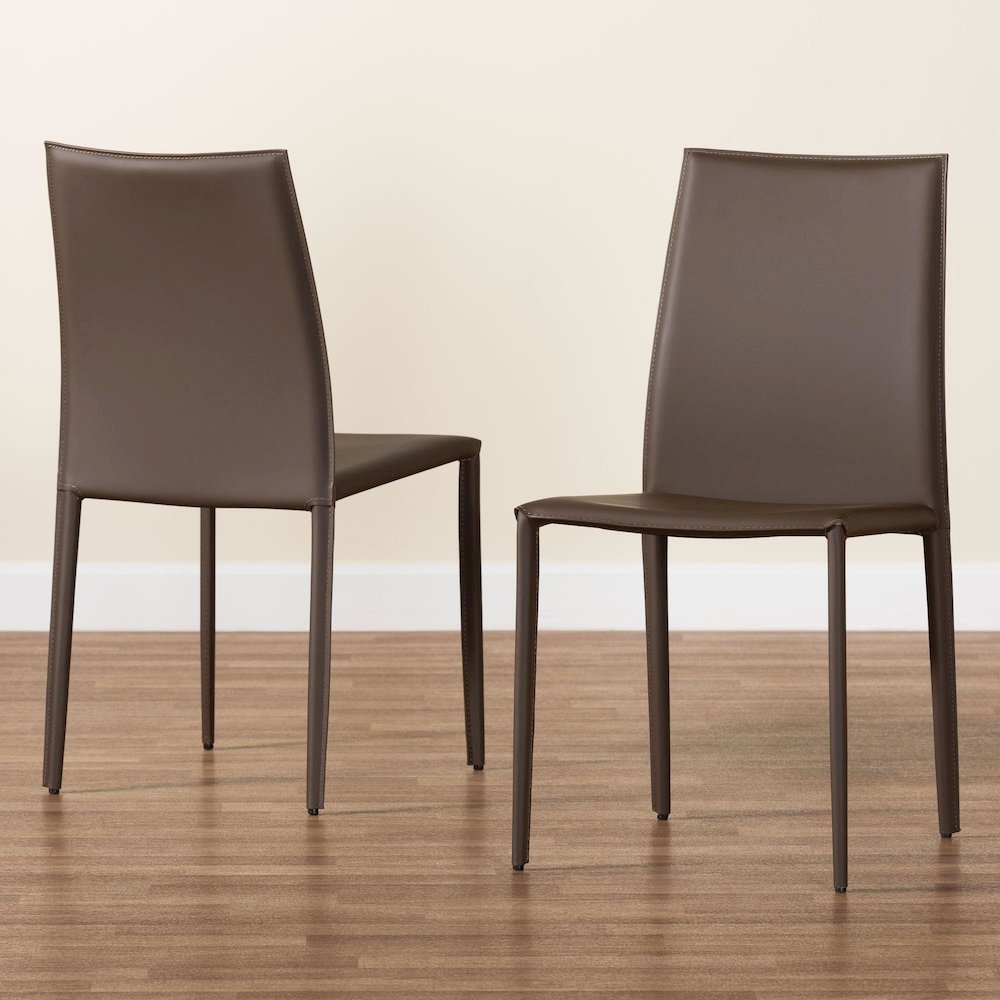 Taupe Bonded Leather Upholstered Dining Chair (Set of 2). Picture 9