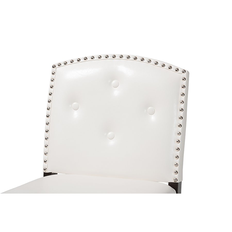 White Faux Leather Button-tufted Upholstered Swivel Bar Stool (Set of 2). Picture 4
