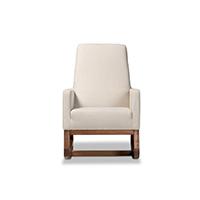 Yashiya Mid-century Retro Modern Light Beige Fabric Upholstered Rocking Chair. Picture 1