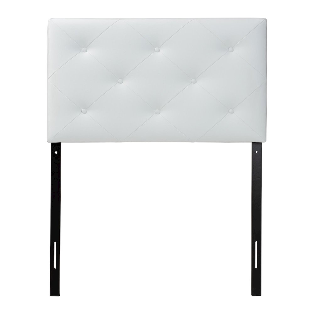 White Faux Leather Upholstered Twin Size Headboard. Picture 3